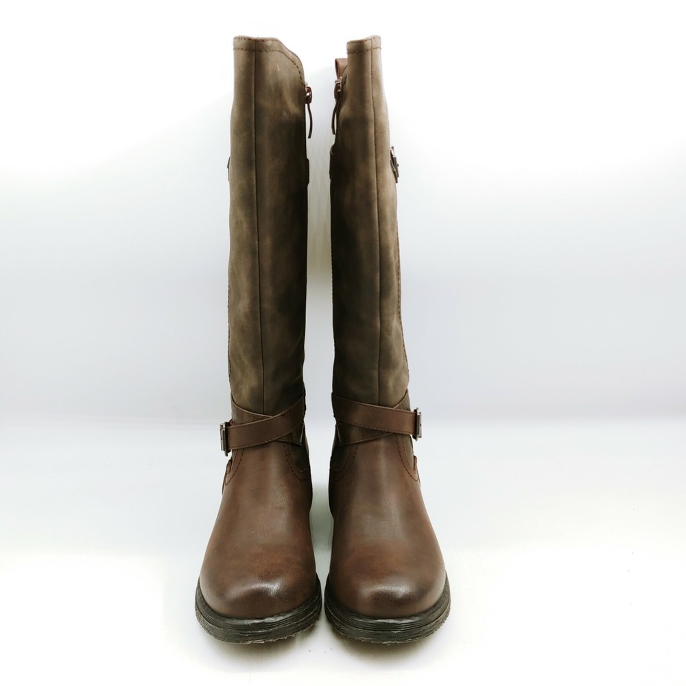Extreme Eddie Marc Boots Womens Brown 6 Riding Shoes Knee High Side Zip Stretch